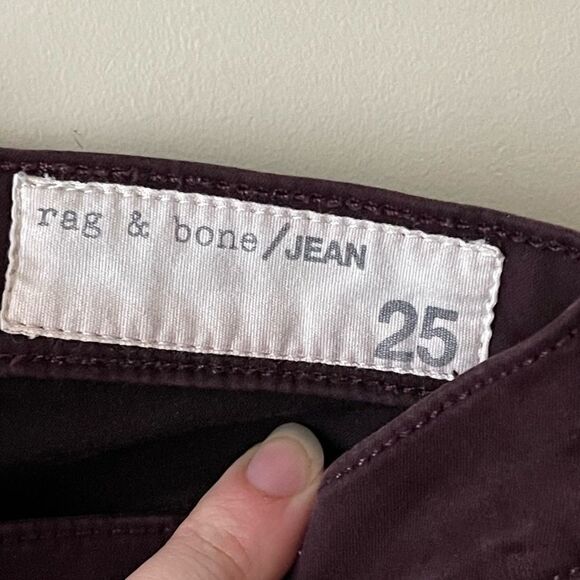 rag & Bone for Aritzia Maroon Denim Leggings Size 25 - Picture 6 of 8